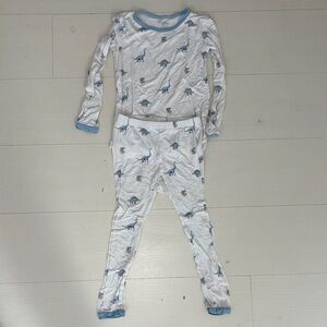 Kyte BABY White and Blue Dinosaur Pajama Set